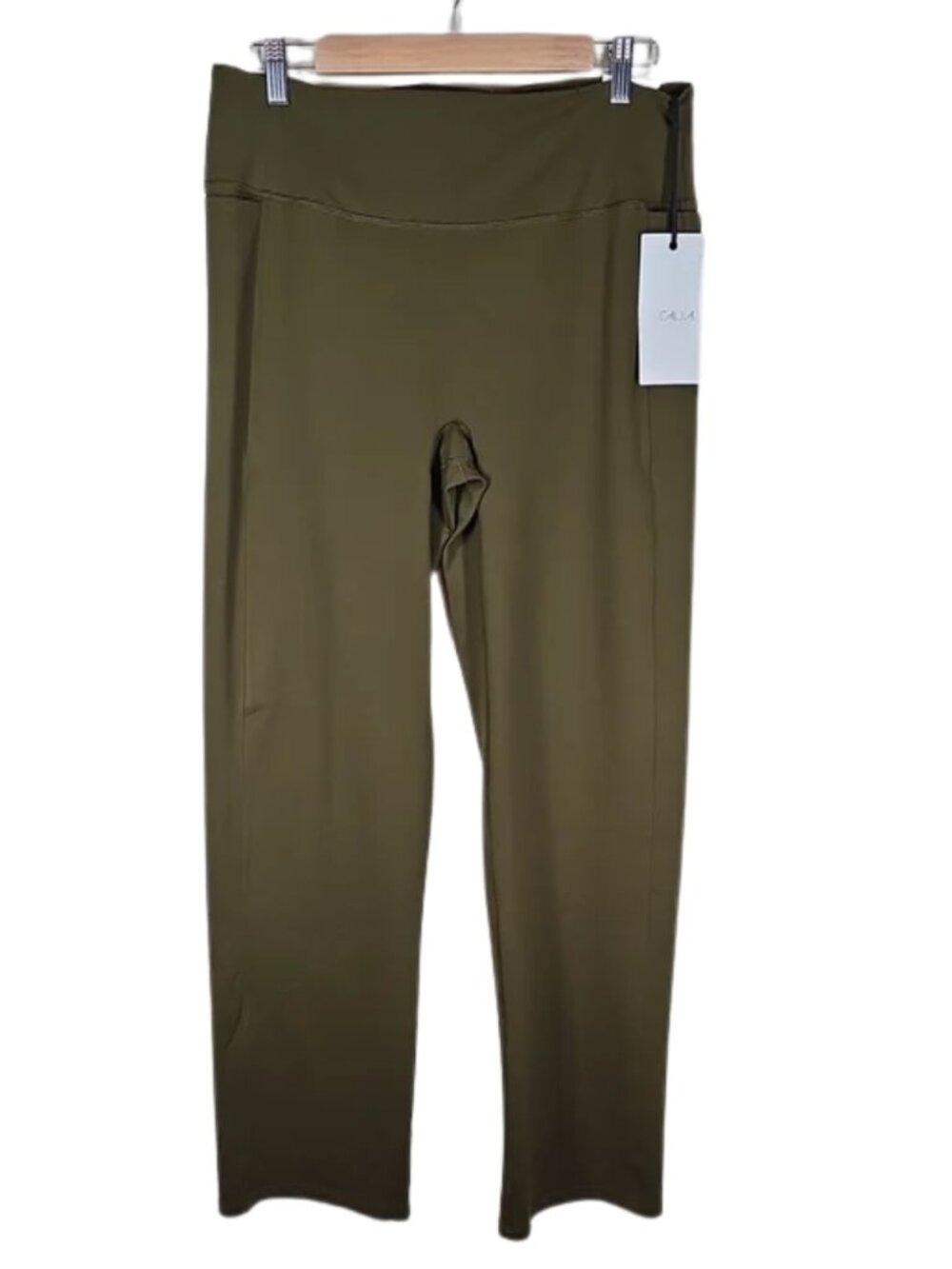 NWT CALIA Essential Straight Leg Pants XL Dark Khaki Olive High Waist Athleisure